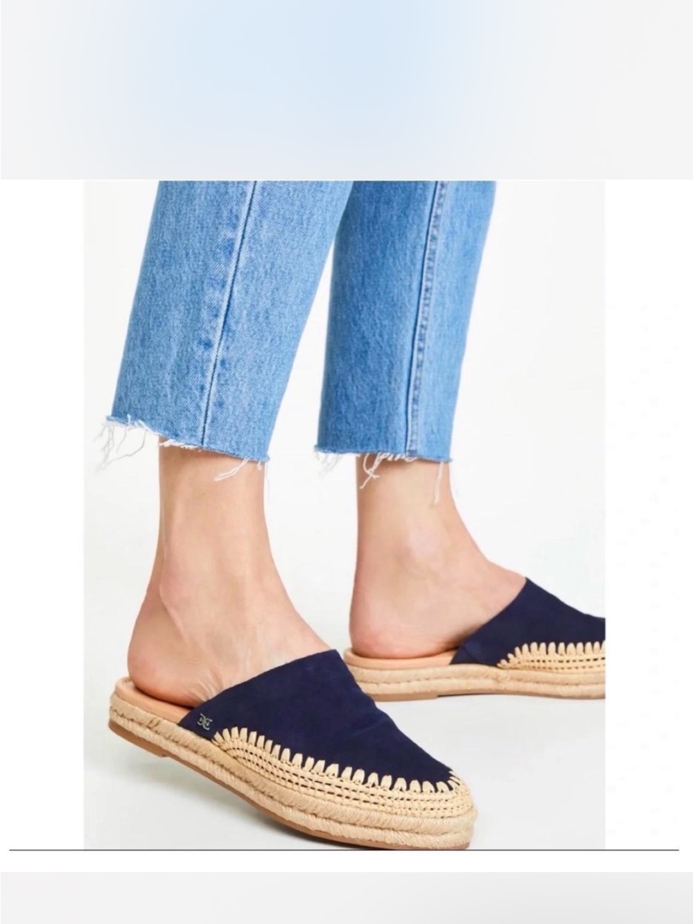Sam Edelman Navy Suede Espadrille Slip-On Mules comfort size 6